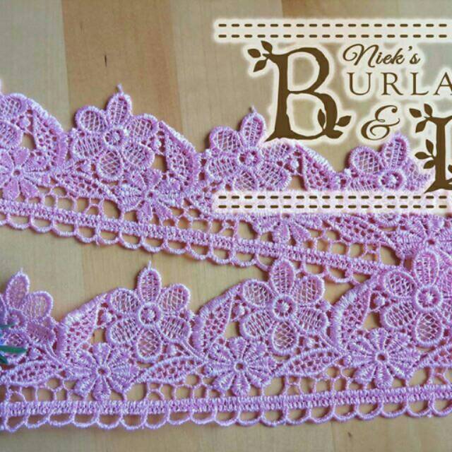 SALE Renda Bordir bunga bunga warna baby pink Shopee SALE Renda Bordir bunga bunga warna baby pink Shopee