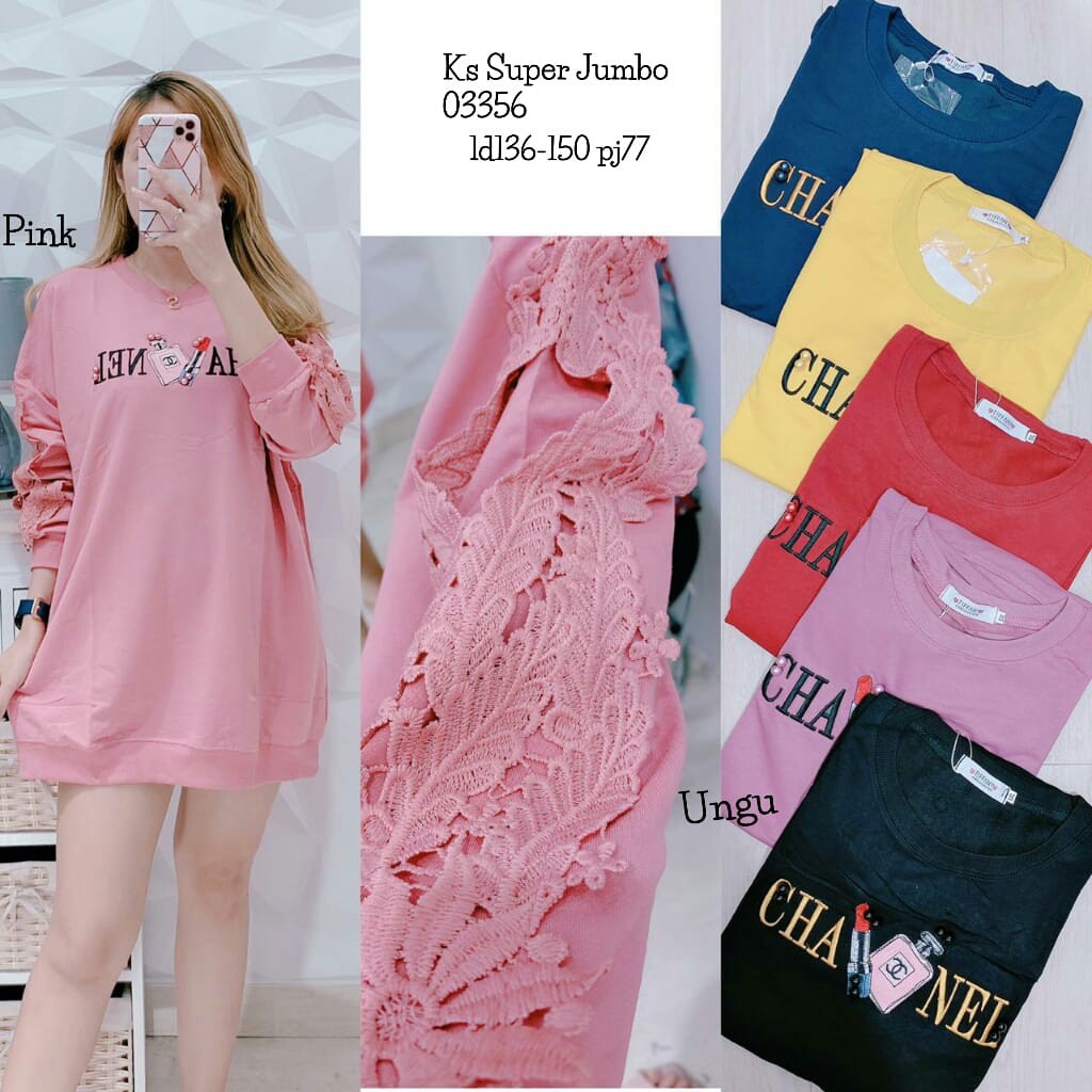 ATASAN WANITA KAOS SUPER JUMBO PREMIUM IMPORT BAJU CHANEL KEKINIAN KAOS WANITA IMPORT MURAH 03356