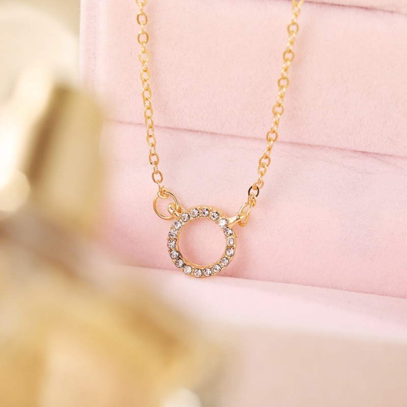 Korea Kalung Bulat Berlian Klavikula Rantai Fashion Geometris Kalung Untuk Wanita Perhiasan Aksesoris