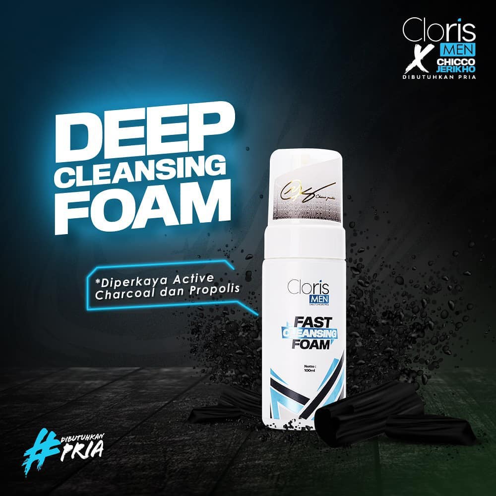 Sabun Pencerah Pemutih Wajah Pria Clorismen Fast Cleansing Foam Sabun Muka Pria Cloris Men C4