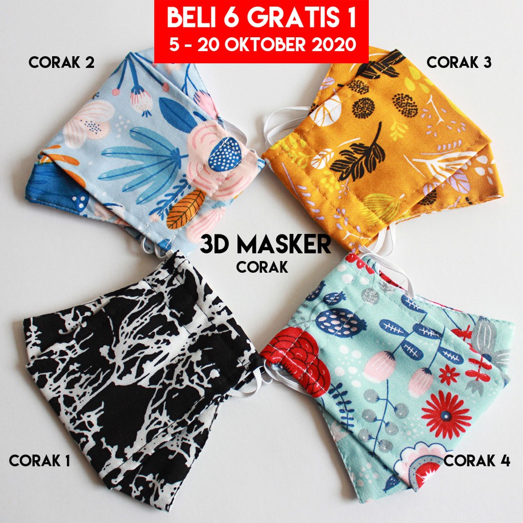 MASKER MOTIF 3D 3ply Headloop Earloop MASKER HIJAB MASKER MOTIF 3D 3ply Headloop Earloop MASKER HIJAB