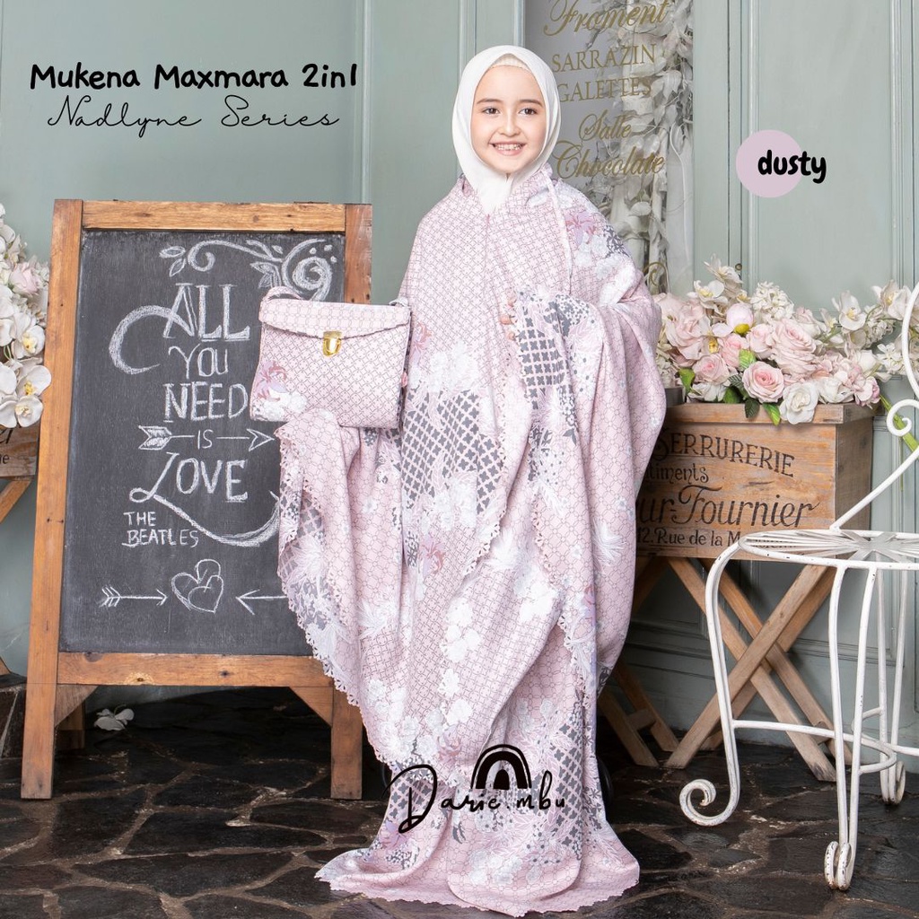 Mukena Anak Maxmara Luxury 2in1 Nadylne Printing Premiun Laser Cut Mewah Tas Sajadah