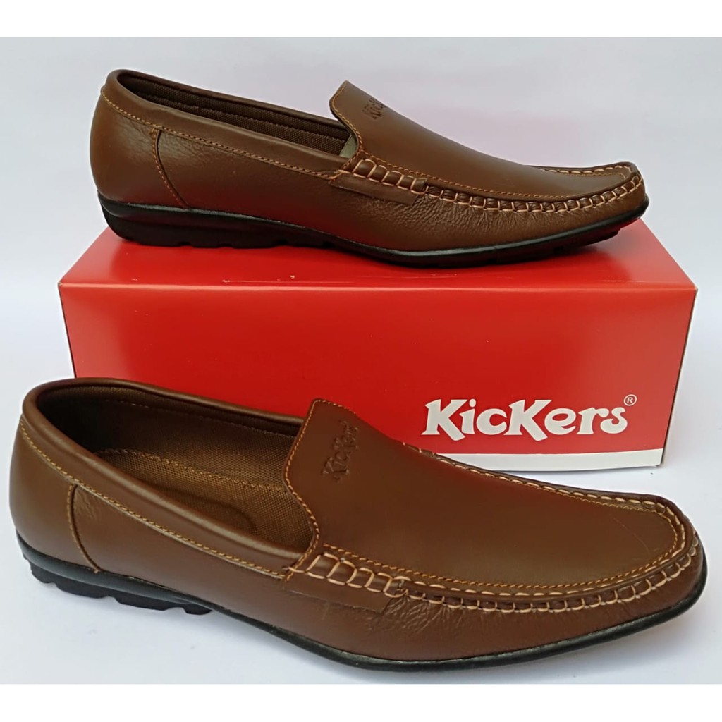 sepatu pria keren casual kickers original formal slip on sepatu santai pria kulit tanpa tali murah