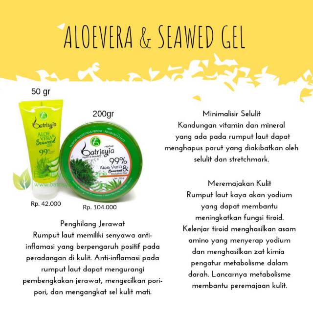

Aloevera + Seawed Gell Batrisyia Herbal 50gr & 200gr