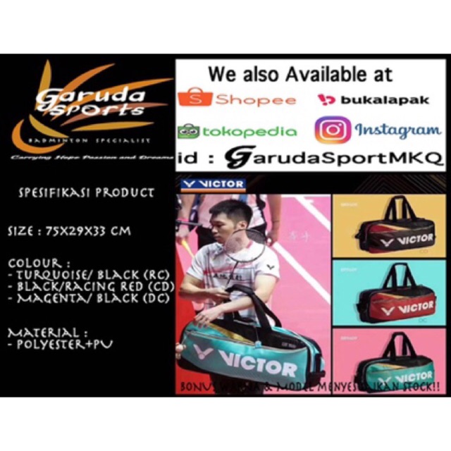 Tas Badminton Victor BR9609 Tas bulutangkis Victor BR 9609 Tournament BAG