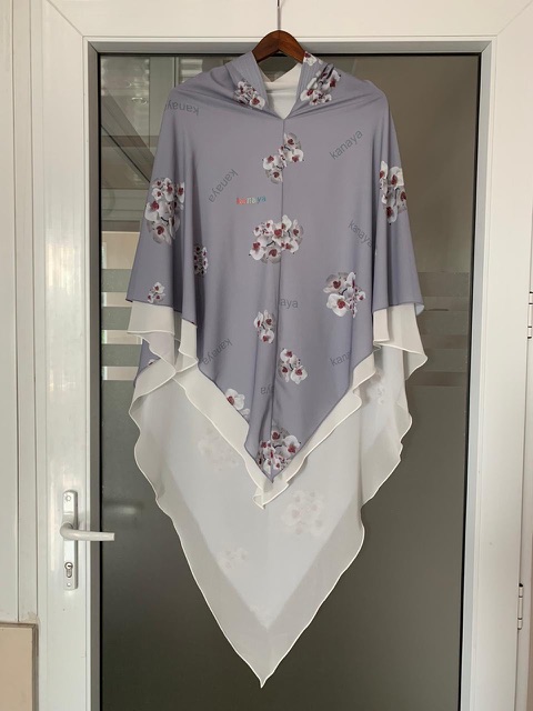 Khimar zara by Kanaya warna Grey Mint