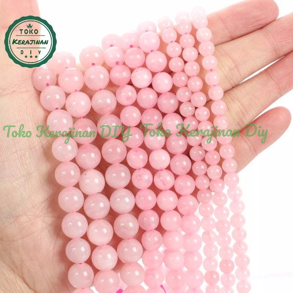 Bahan Gelang Batu Rose Quart 6,8,10mm Bahan Craft dan DIY