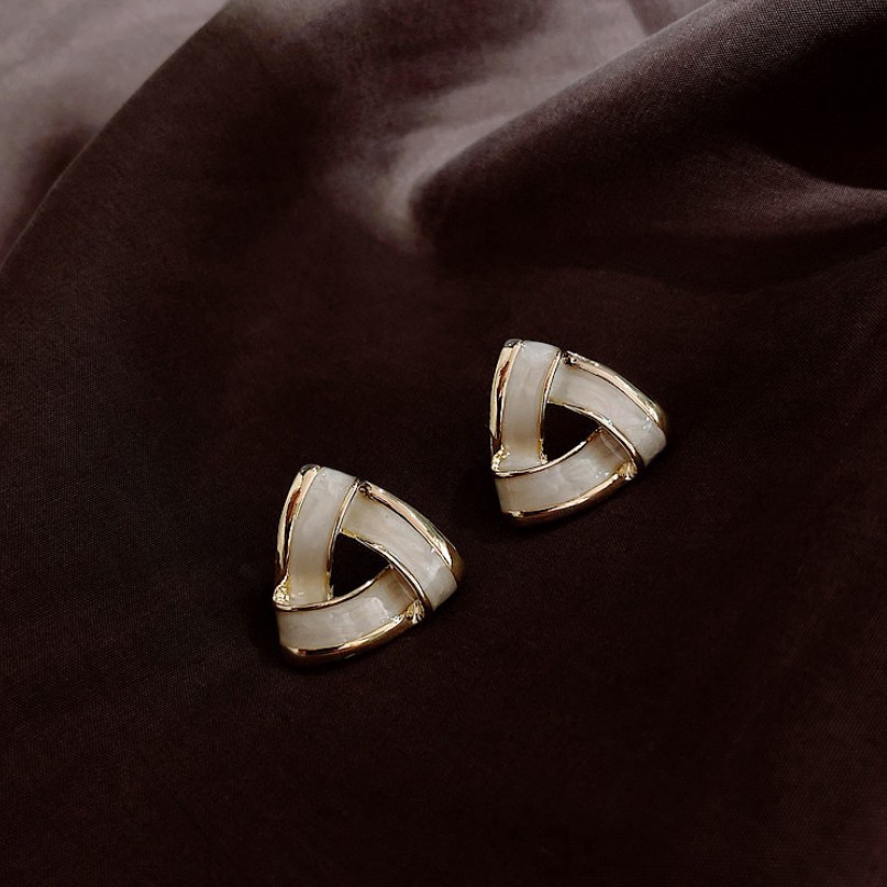 Anting Gantung Panjang Tusuk Gaya Korea Motif Geometri Aksen Hollow Untuk Perhiasan Wanita-15