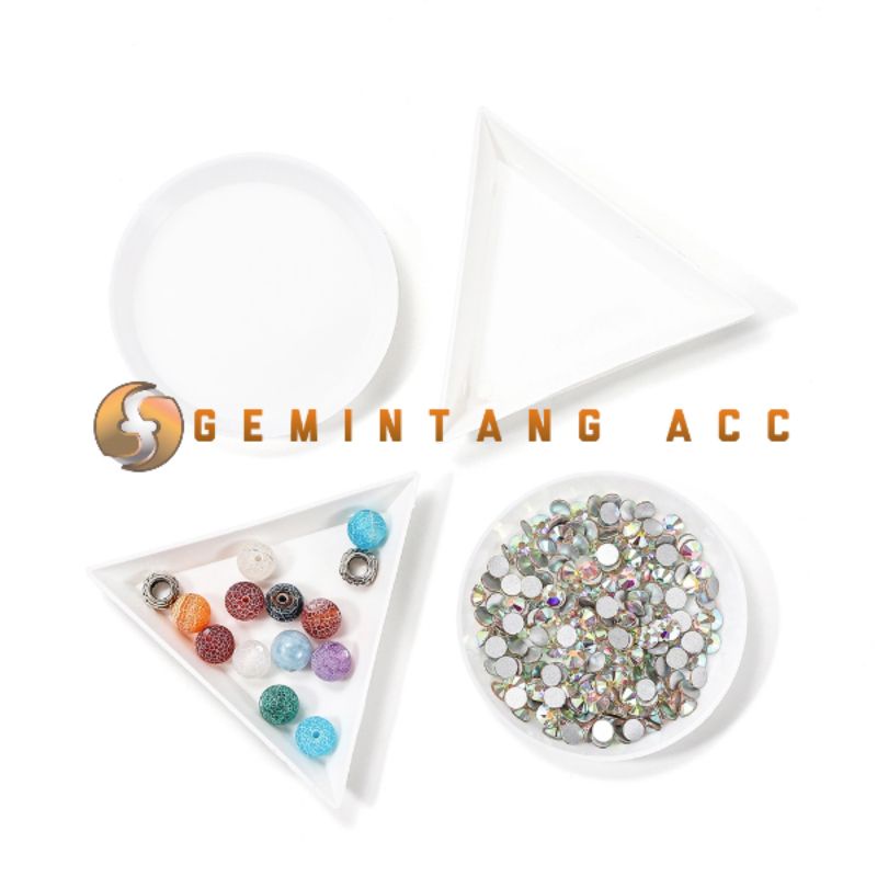 Wadah Foto  Tempat Manik-manik Aksesoris TRIANGLE &amp; ROUND PLATE Tatakan Wadah Rhinestone Gemstone Nail