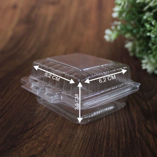 ( 50 Pcs ) Mika Mini Tart Tempat Roti Cake Kotak Tray Mika Kue Potongan Bolu Food Packaging Ukuran 6