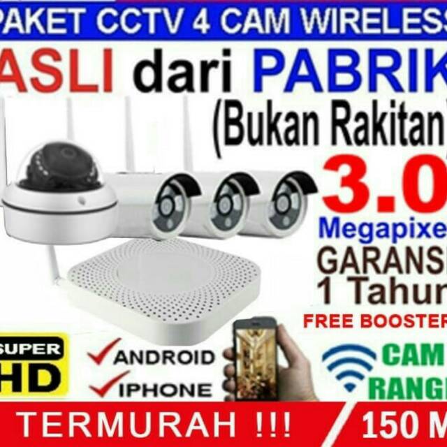 PAKET MURAH CCTV WIRELESS 3MP 4CH SIAP pasang dengan berbagai paket pilihan