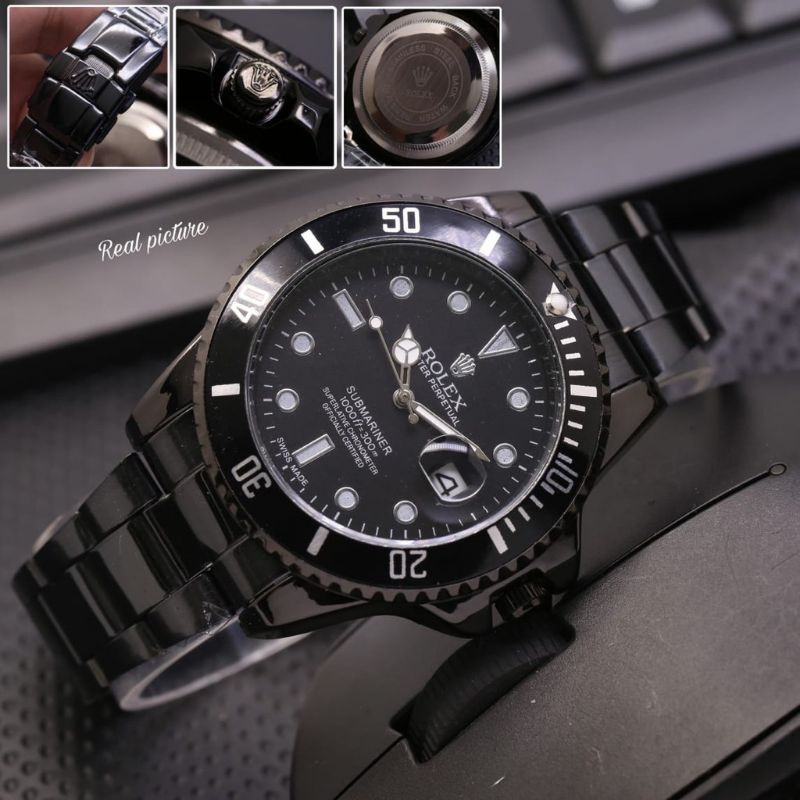 (Cod)Jam Tangan Pria Rolex Submaniner Jarun Mesin Batrai Strap Rantai/Stell(Dikirim Jakarta)