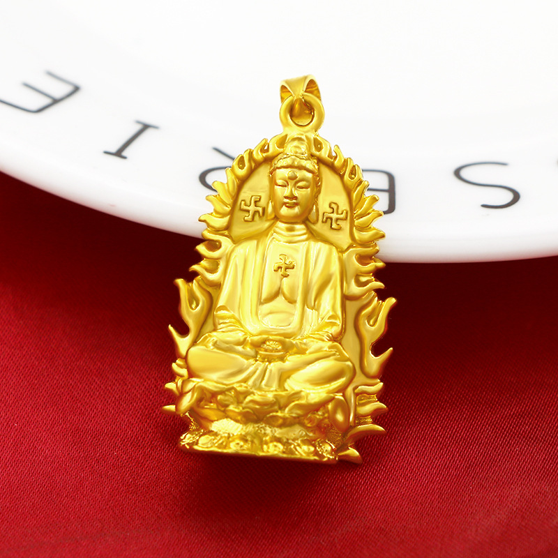 Kalung Emas Asli Kadar 375 Dengan Liontin Avalokitesvara Untuk Pria