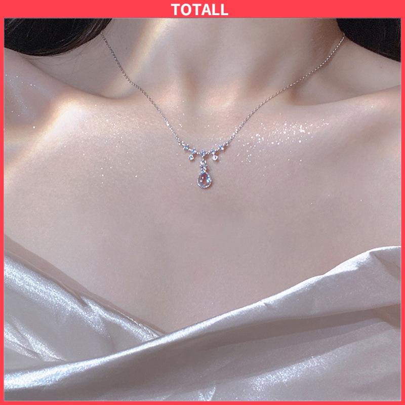 COD Kalung Fashion Wanita All-match Niche Design Light Luxury Moonstone Water Drop Necklace-Totall