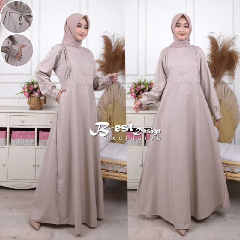 Gamis Toyobo Polos Cream Terbaru