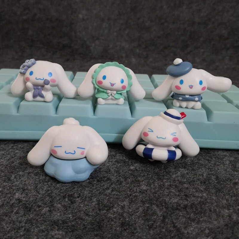 5pcs/Set Kawai Sanrio Anime Figure Toy Cinnamoroll Daily Swimming Ring Big-eared Dog Doll DIY Birthday Cake Decoration Ornaments