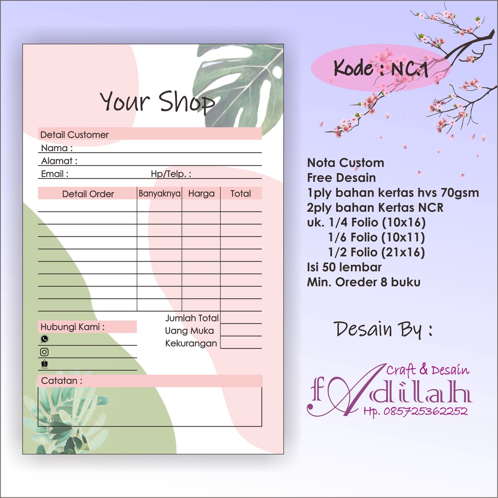 

NOTA OLSHOP CUSTOM MURAH FULL COLOUR
