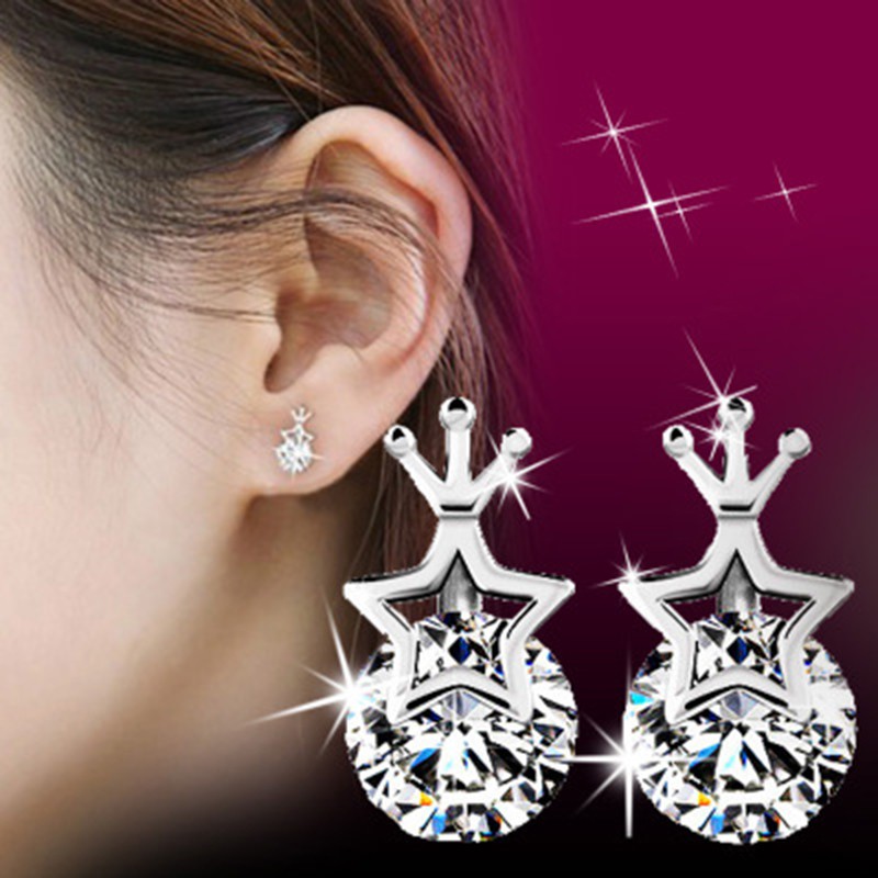 925 anting perak sterling anting-anting wanita dengan perhiasan fashion berlian