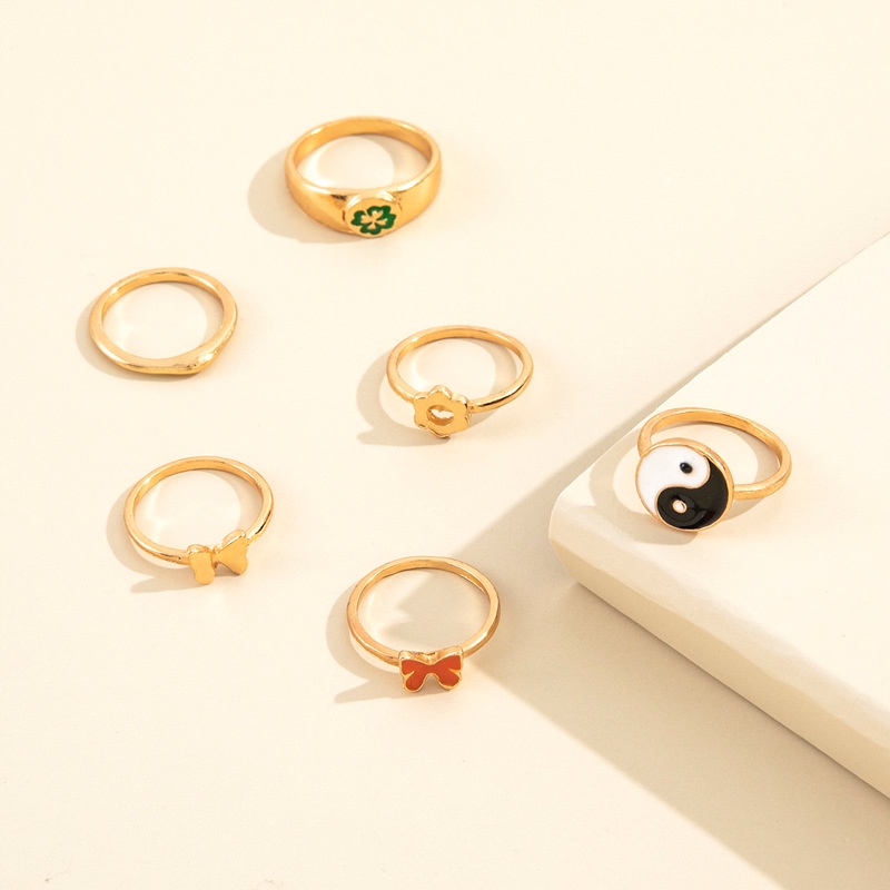 Eropa dan Amerika baru personalized retro cincin Yin dan Yang butterfly bunga wanita perempuan akses