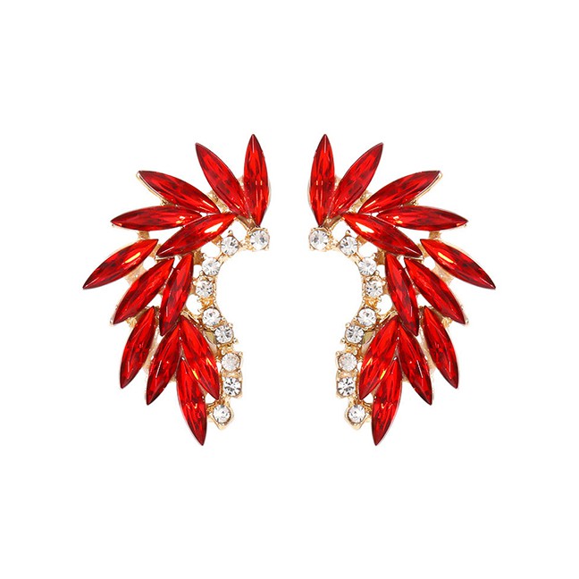 LRC Anting Tusuk Fashion Curved Alloy Pierced Earrings With Diamonds K43748