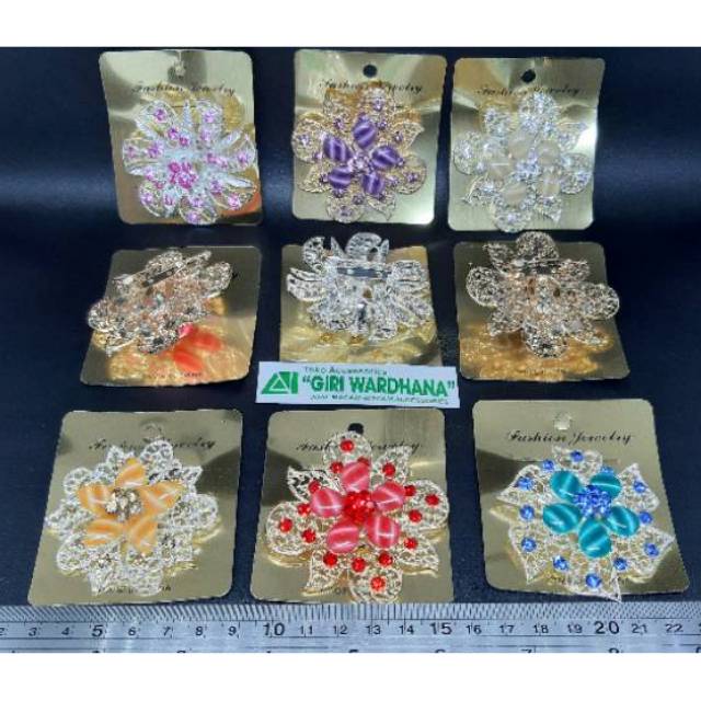 12 Pcs Bros Dada Bunga Besar Bros Motif Batu Lln Grosir