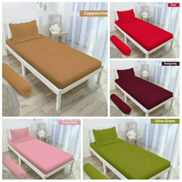 Sprei Single Polos Vito 100x200 cm Cappucino Red Burgundy Dusty Pink Olive Green