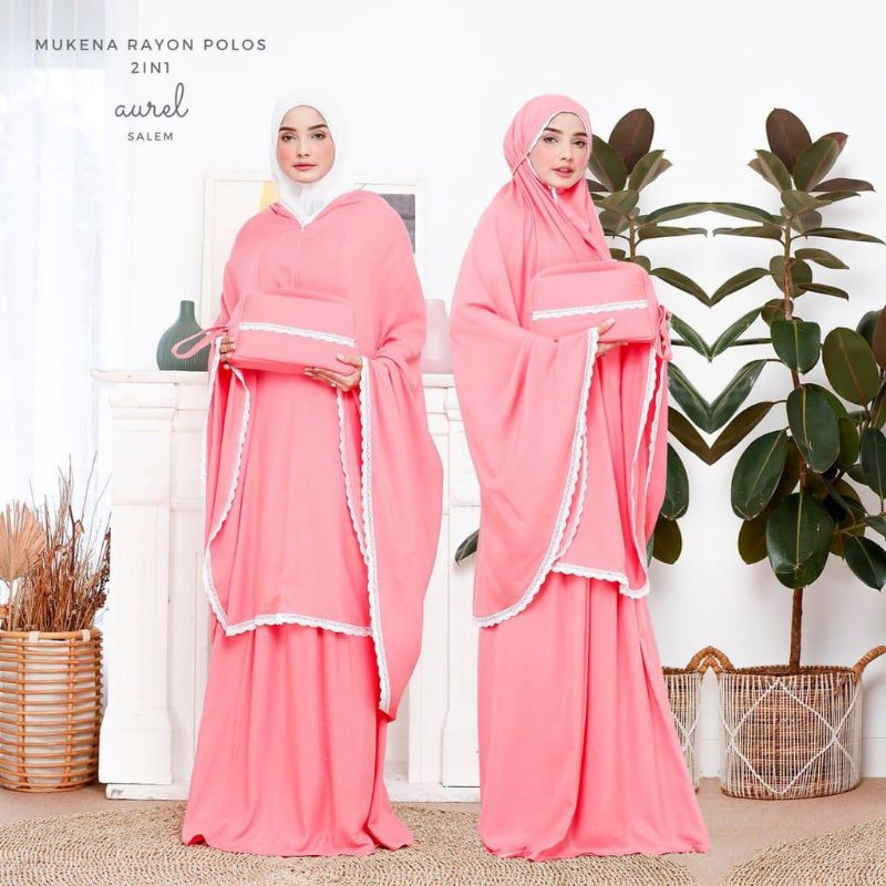 Mukena 2 in 1 Dewasa (Jumbo)/ Mukena Traveling/ Mukena Dewasa Resleting/ Mukena Rayon Free Pouch