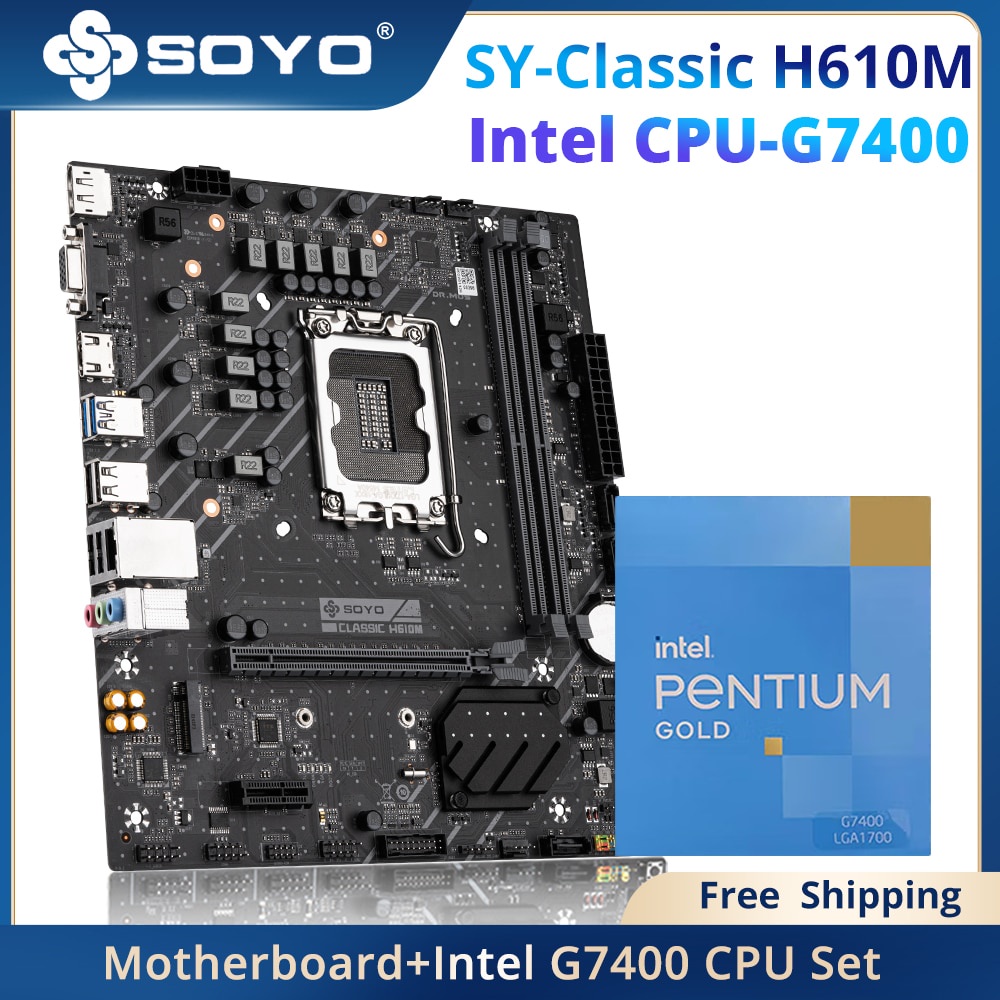 PREORDER SOYO World Premiere Classic H610M with Intel Pentium G7400 CPU Motherboard Set PCIe 4.0 X16