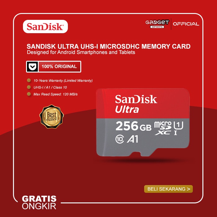 SanDisk Ultra UHS-I 256GB microSDHC A1 Class 10 120MB/s SDSQUA4