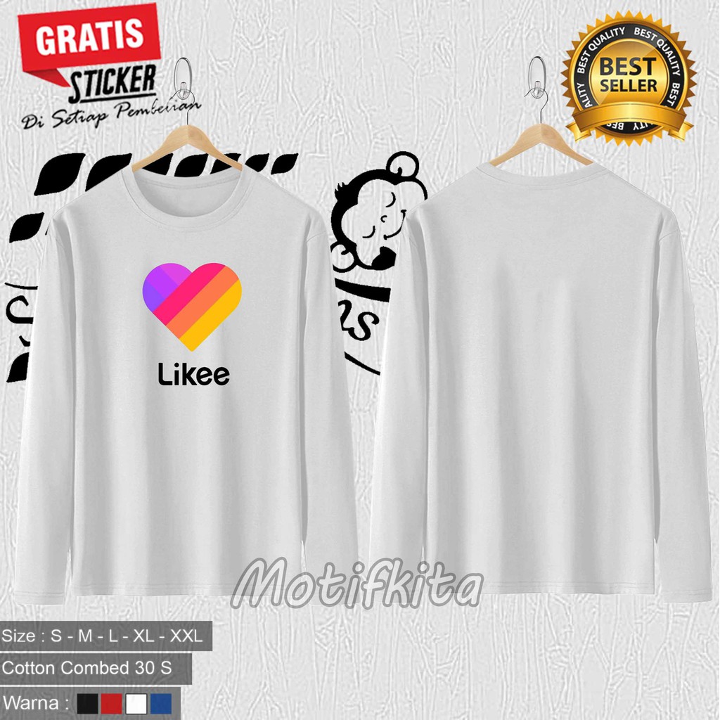 Baju Kaos Lengan Panjang LIKEE LIKE Keren Pria Dan Wanita Distro MOTIFKITA