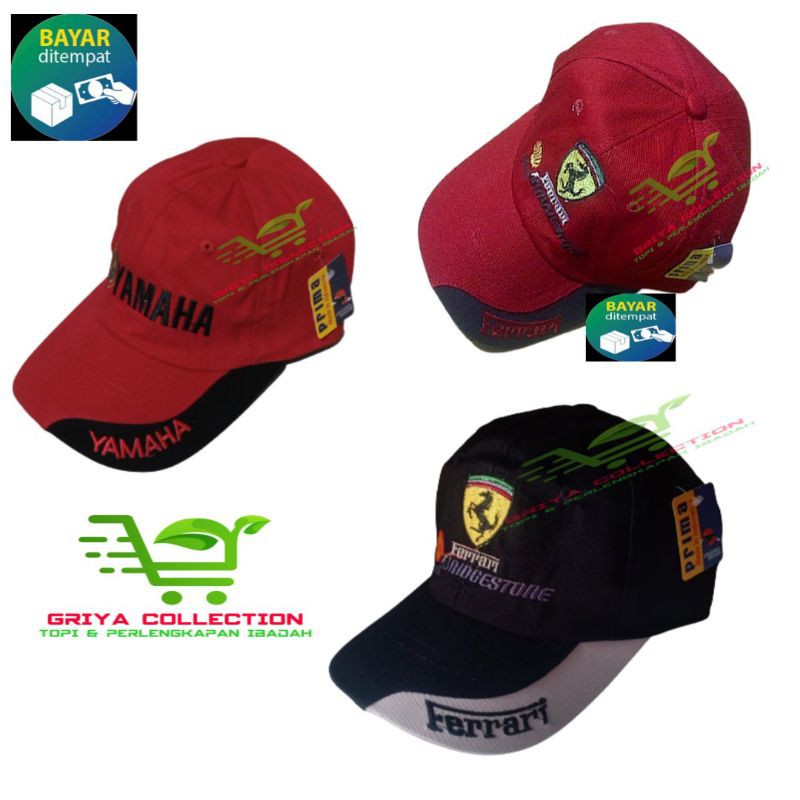 Topi Moto GP / Topi F1 / Topi Otomotif Ferrari Hitam / Topi Otomotif Ferrari Merah / Topi Yamaha