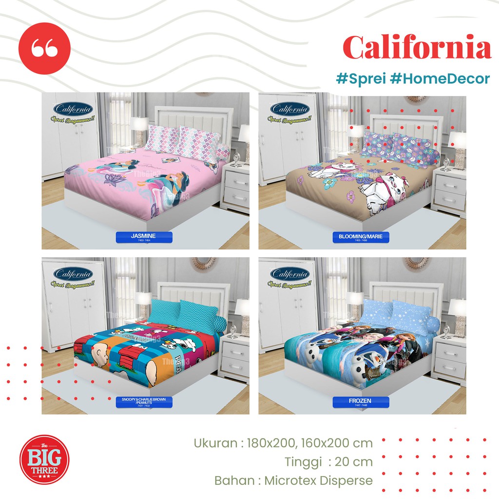 Sprei CALIFORNIA 180x200 / 160x200 motif MICKEY MOUSE CLASSIC Ayala Arsel Valero Zivio Ara Tweety Javas Bugs Bunny Daffy Duck Alleta Calyta Celyn Black &amp; White Mickey Nata Selena Rovano Marisa - 180 KING 160 Queen  SP Classic