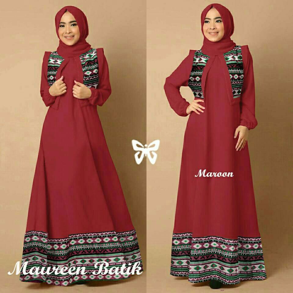 Langsung Order Gamis Pakaian wanita muslim Maureen Batik Syari TERBATAS