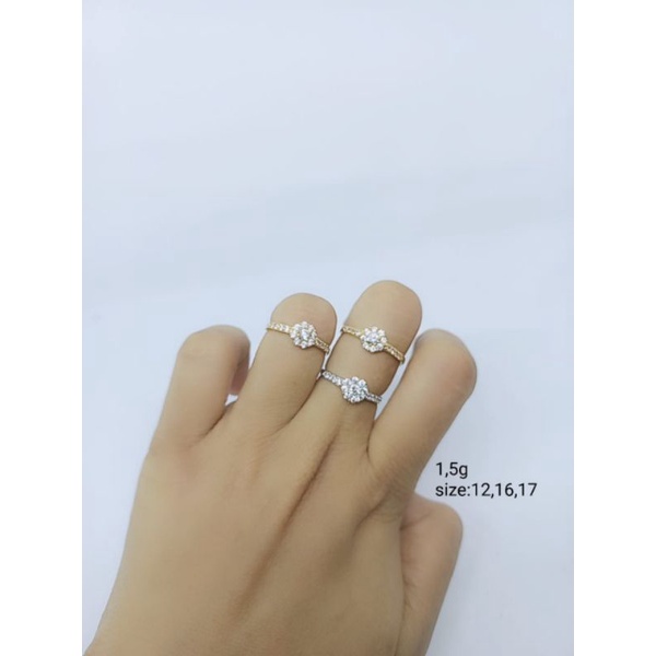 cincin bunga mp + mp samping / cincin perak asli silver925 lapis emas/ cincin fashion wanita impor