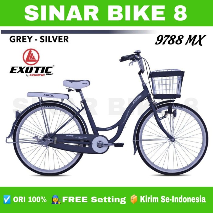 Sepeda Mini Keranjang Dewasa Perempuan EXOTIC ET 9788 MX Ukuran 26 Inch