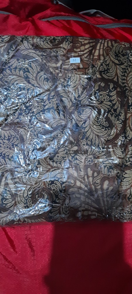 Bswart Batik Hrb026 Kenongo Hem Batik Daun Serit Coklat Kemeja Batik Pria