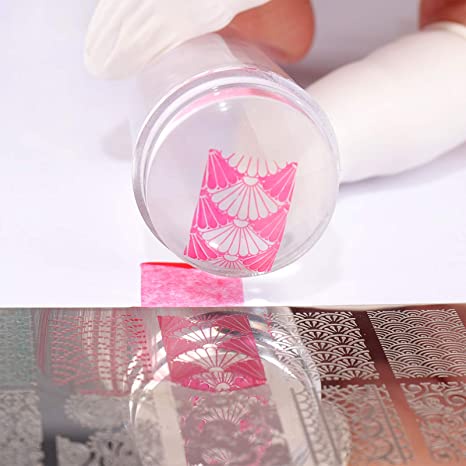 Silicone Transparan Nail Art Stamping Kit Bahasa Perancis Untuk Manicure Plat Stamp Polandia Stensil Template Seal Stamp Scraper