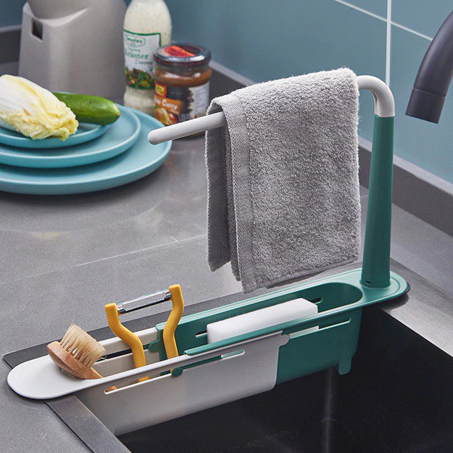 Rak Wastafel Dapur Tempat Penyimpanan Spon Kain Lap Sink Flexible / Rak Wastafel Serbaguna / Rak Gantung Wastafel Penyimpanan Spons Cuci Piring Sabun Rak Pengering Drain Rack 30059