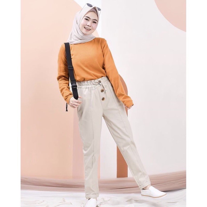 ZIPPY PANTS POMPY KANCING // CELANA BAGGY PANTS DRILL KOLOR