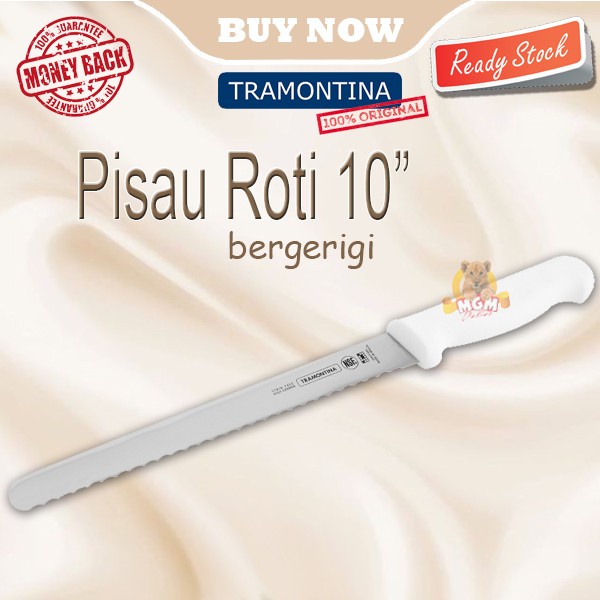 Made in Brazil Tramontina Bread Knife 10in Pisau Roti 25cm Bergerigi