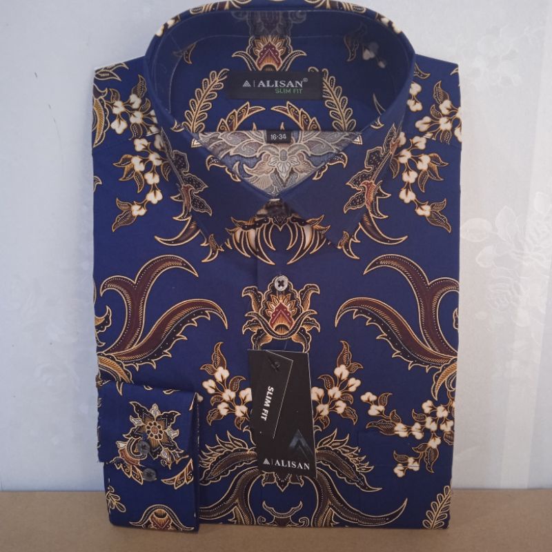 Alisan Batik Printing Lengan Panjang Motif Unik Slimfit
