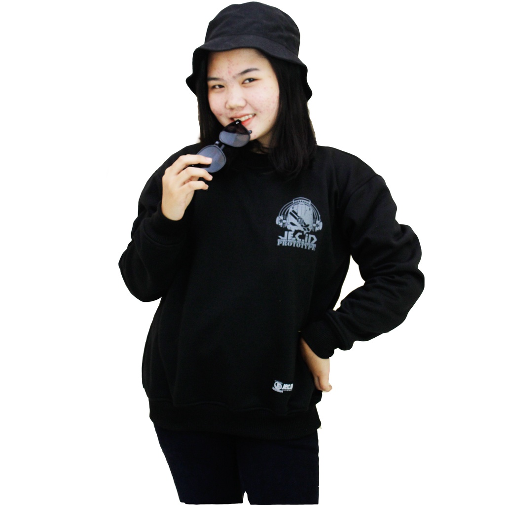 Sweater Crewneck Hitam Prototype Distro JEC ID Unisex