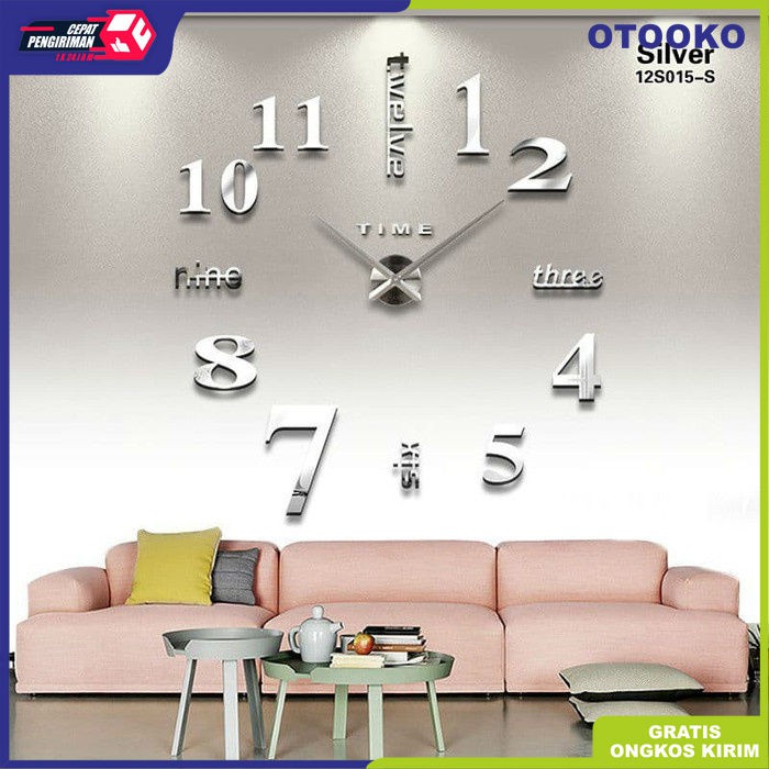 Jam Dinding Besar Raksasa 3D giant Wall Huruf Angka Diameter 70 X 130CM