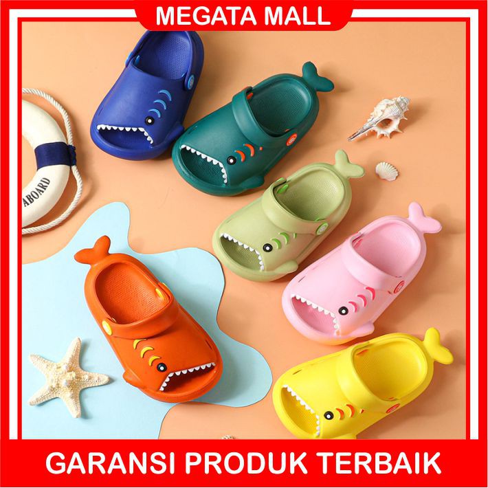 ♫ Megata ♫ A165 Sandal Baby Shark Anti Slip Sendal Karakter Anak Bayi Hiu Lucu Import Grosir