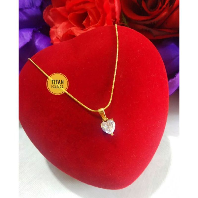 KALUNG WANITA LOVE HATI TITANIUM 100%