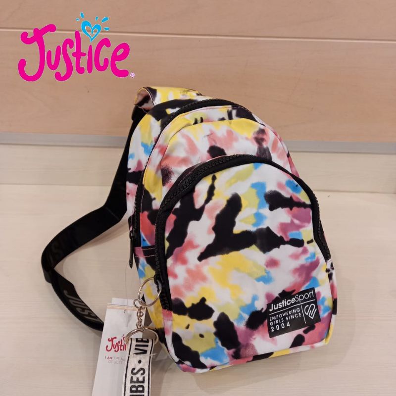 TAS JUSTICE ORIGINAL CROSSBODY WAIST BAG TAS PINGGANG ANAK TIE DYE JUSTICE ORIGINAL