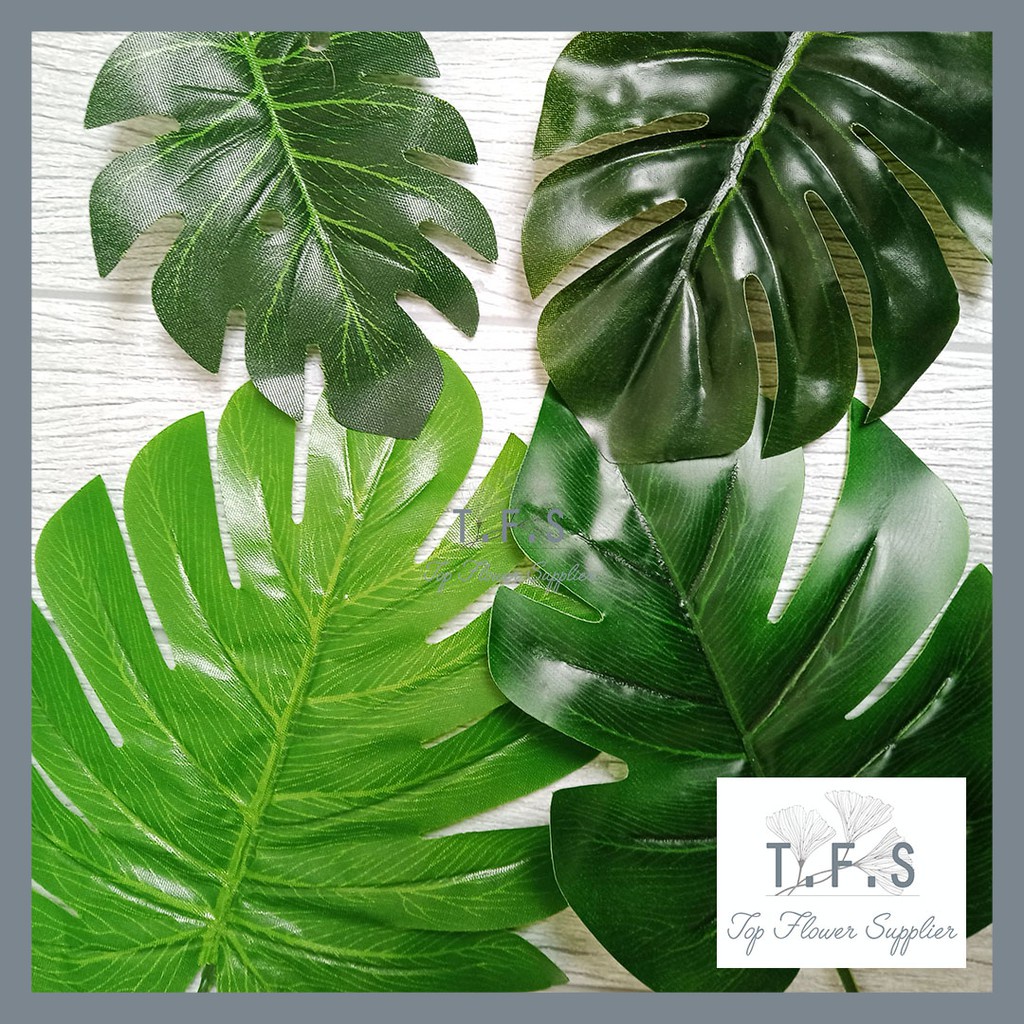 Daun Hias Monstera Daun Palsu Plastik Buatan Green Hijau Hiasan Dekorasi Artificial Leaf Monstera Collection