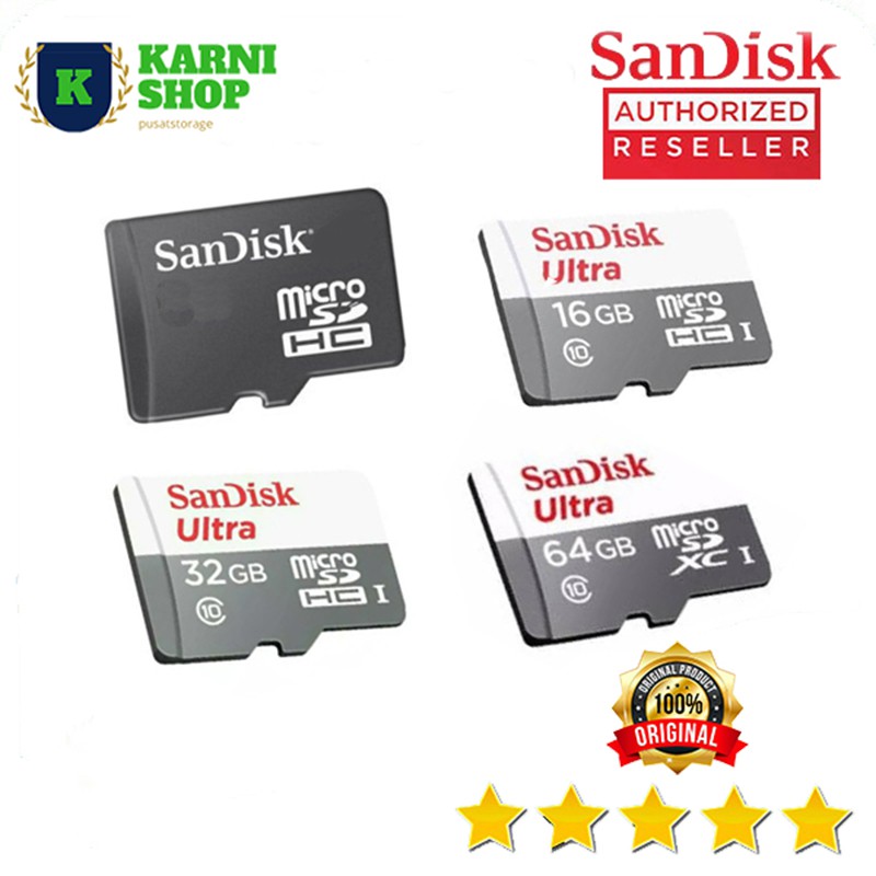 Kartu Memori HP Memory Card Micro SD Card SanDisk 16GB 32GB 64GB