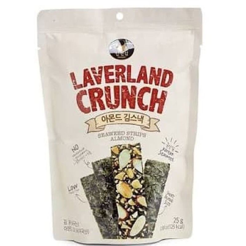 

Laverland Crunch seaweed Strips Almond 25gr - cemilan rumput laut