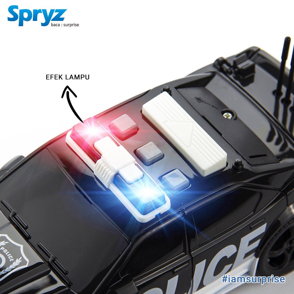 Spryz Citysquad Mainan Mobil Polisi 1:20 dengan Mesin Friction, Lampu &amp; Suara